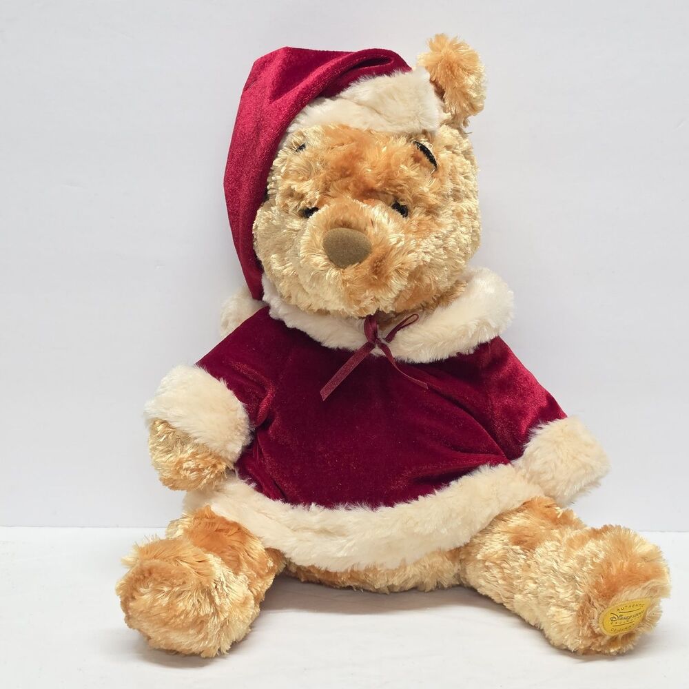 Vintage Winnie the Pooh Traditions Exclusive Christmas Santa Plush Disney Store